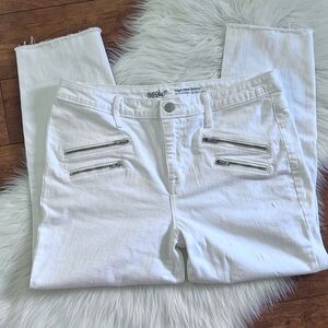 Mossimo White High Rise Skinny Jeans Double Front Zipper Trim-Size 12/31R